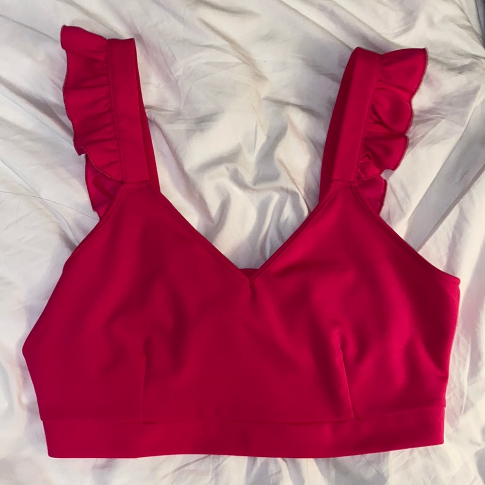 NWOT Bright Pink Open Back Crop Top